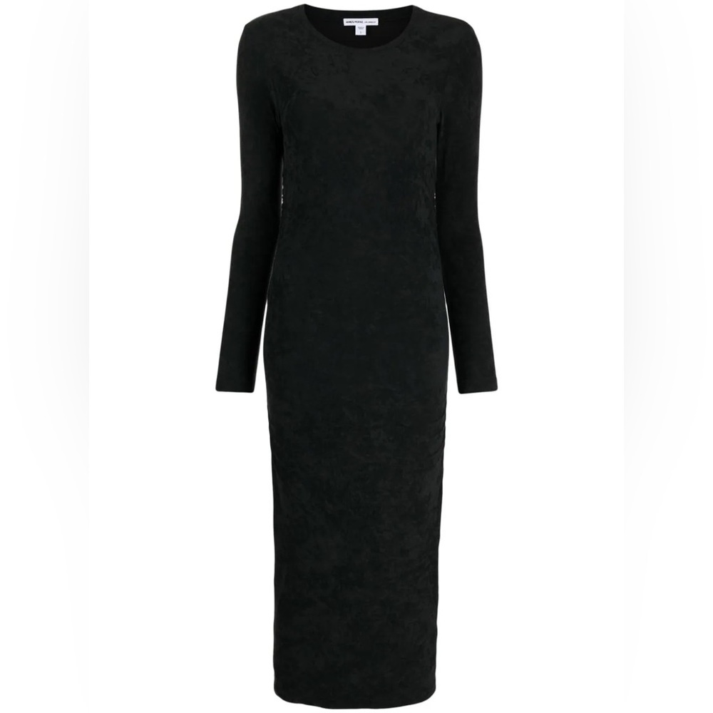James Perse Shirred Boat Neck Midi Maxi Dress Ruched Velvet Velour